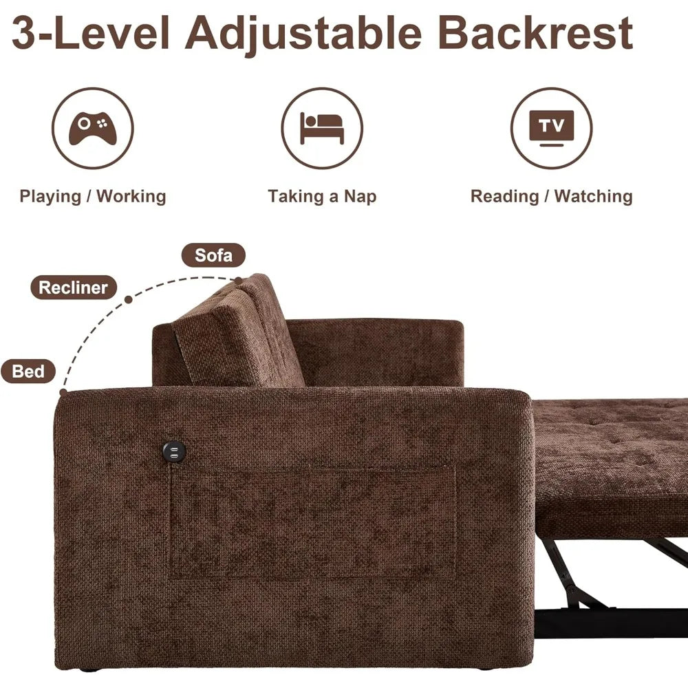 DAFIFY Convertible Sofa Bed With USB Ports And Cup Holders