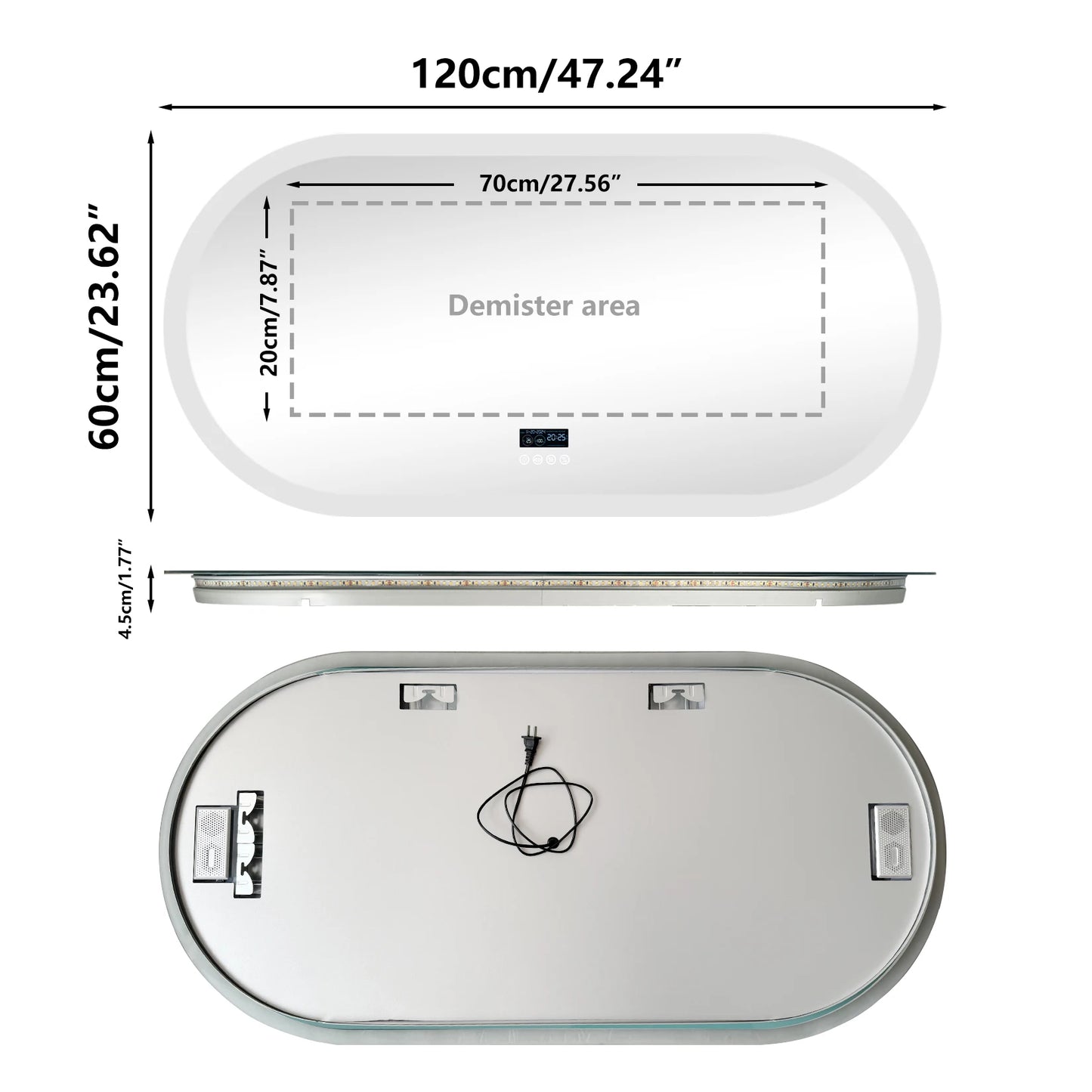 Wisfor Oval LED Bathroom Mirror With Anti-Fog Bluetooth Speaker