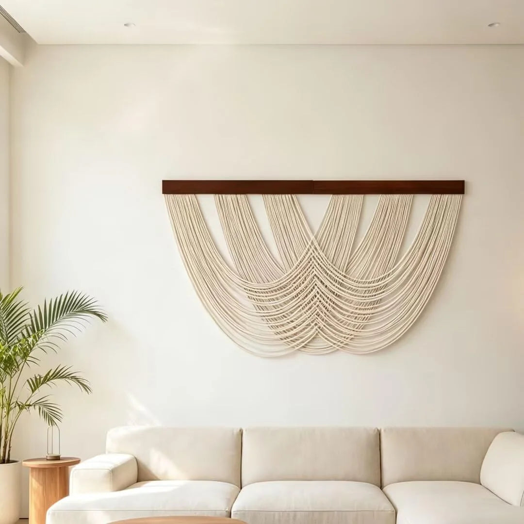 Handwoven Cotton Rope Macrame Wall Art Canvas Boho Decor