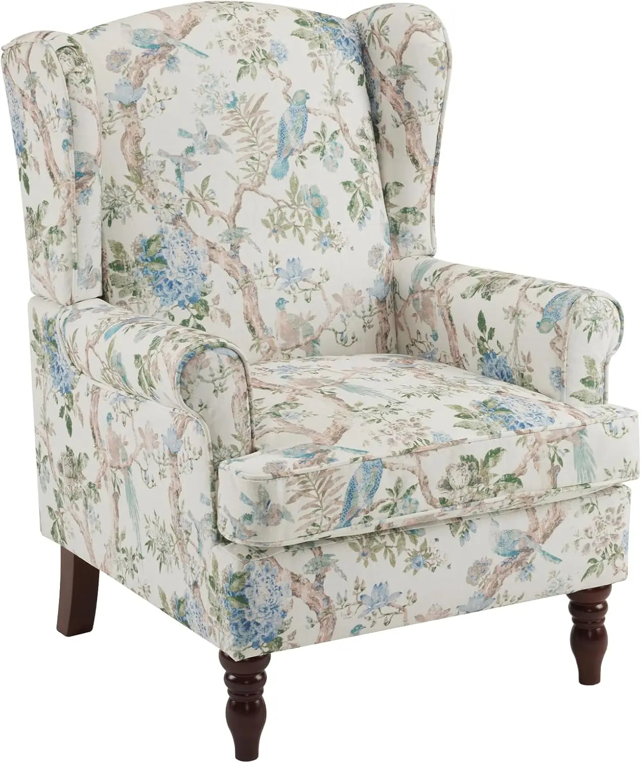 Floral Accent Chair High Back Upholstered Armchair Living Room