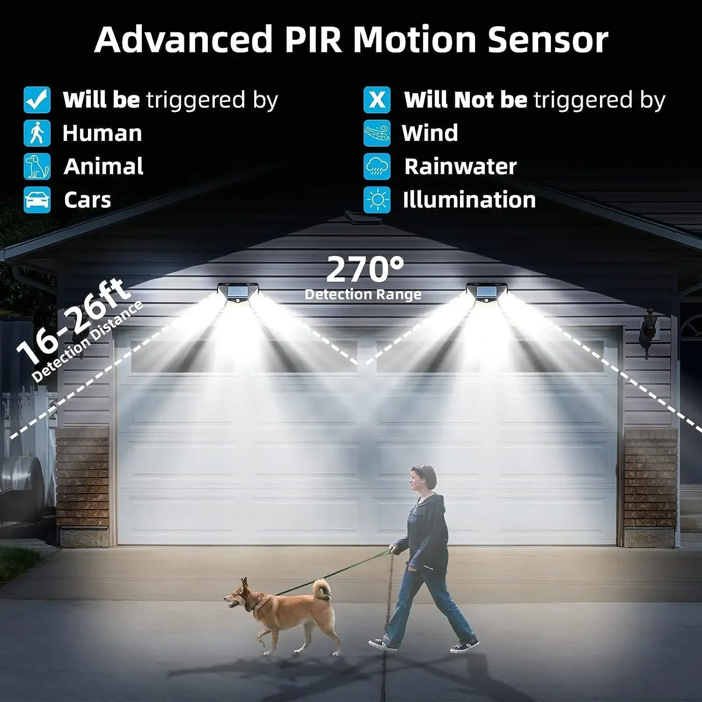 6 Pcs Solar Outdoor Motion Sensor Lights with 3 Modes for Garden and Patio