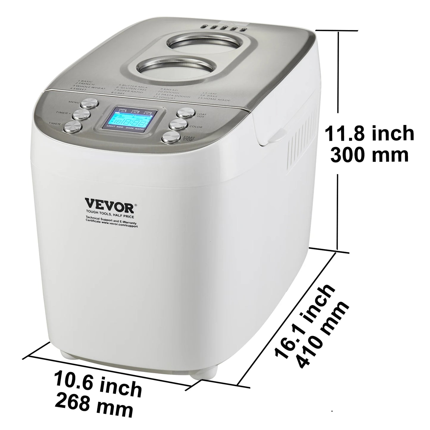 SucceBuy 15-In-1 Bread Maker With Gluten Free Setting Nonstick Ceramic Pan