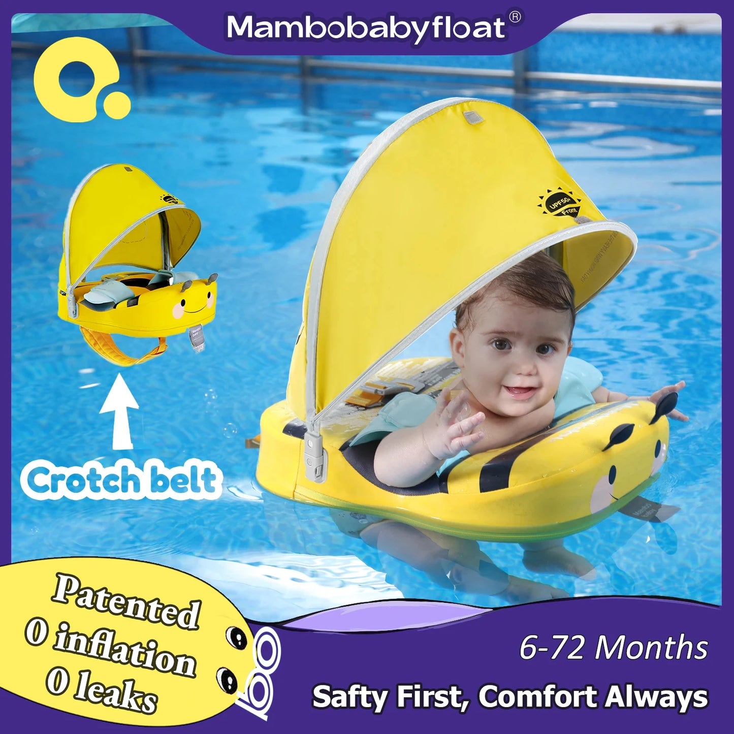 Mambobaby Baby Float With Sunshade And Crotch Strap