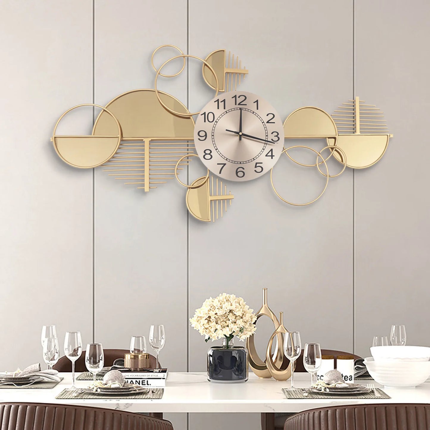 Modern Wall Clock Mid Century Metal Minimalist Home Decor