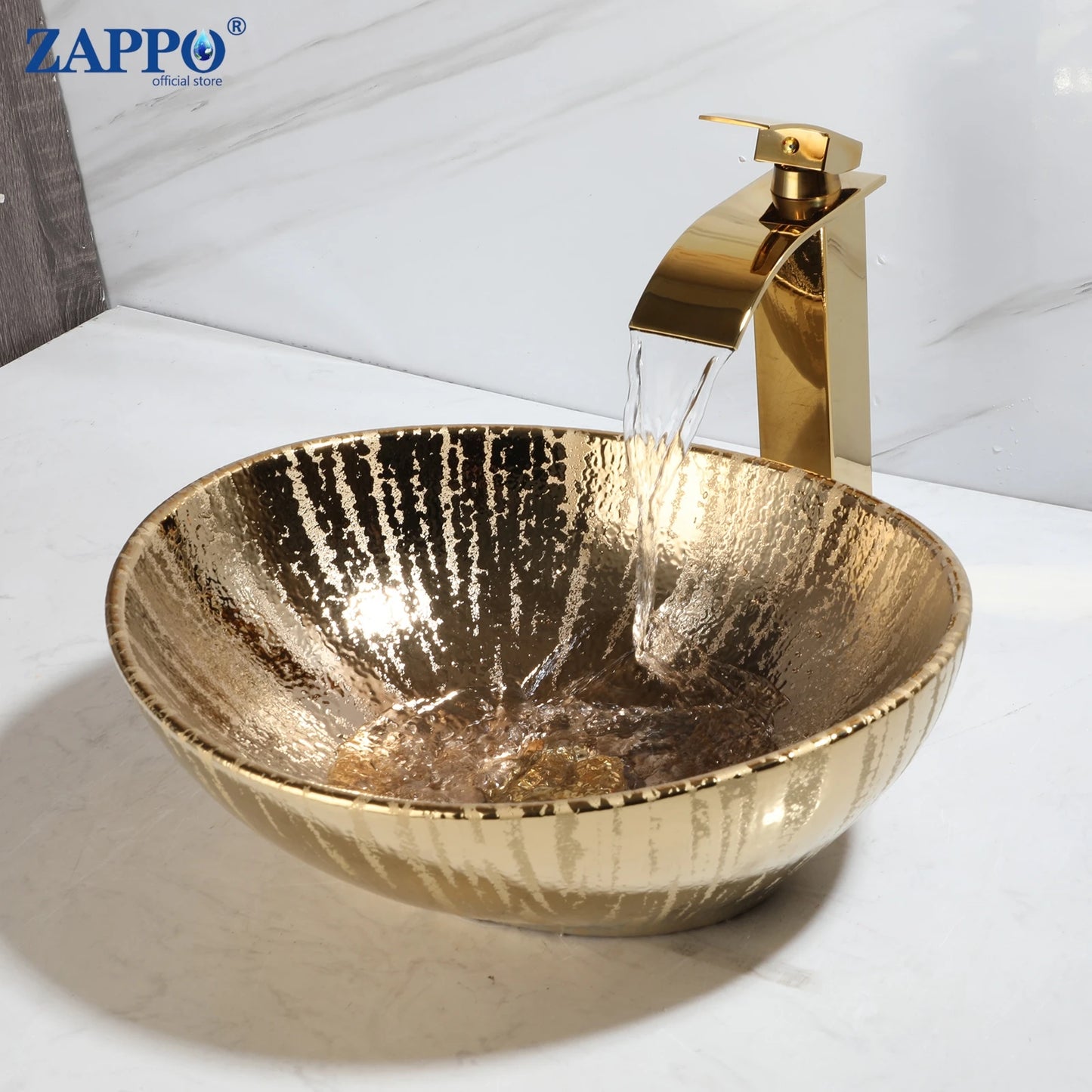 Torayvino Vessel Sink With Faucet Drain Ceramic Oval Bathroom Sink