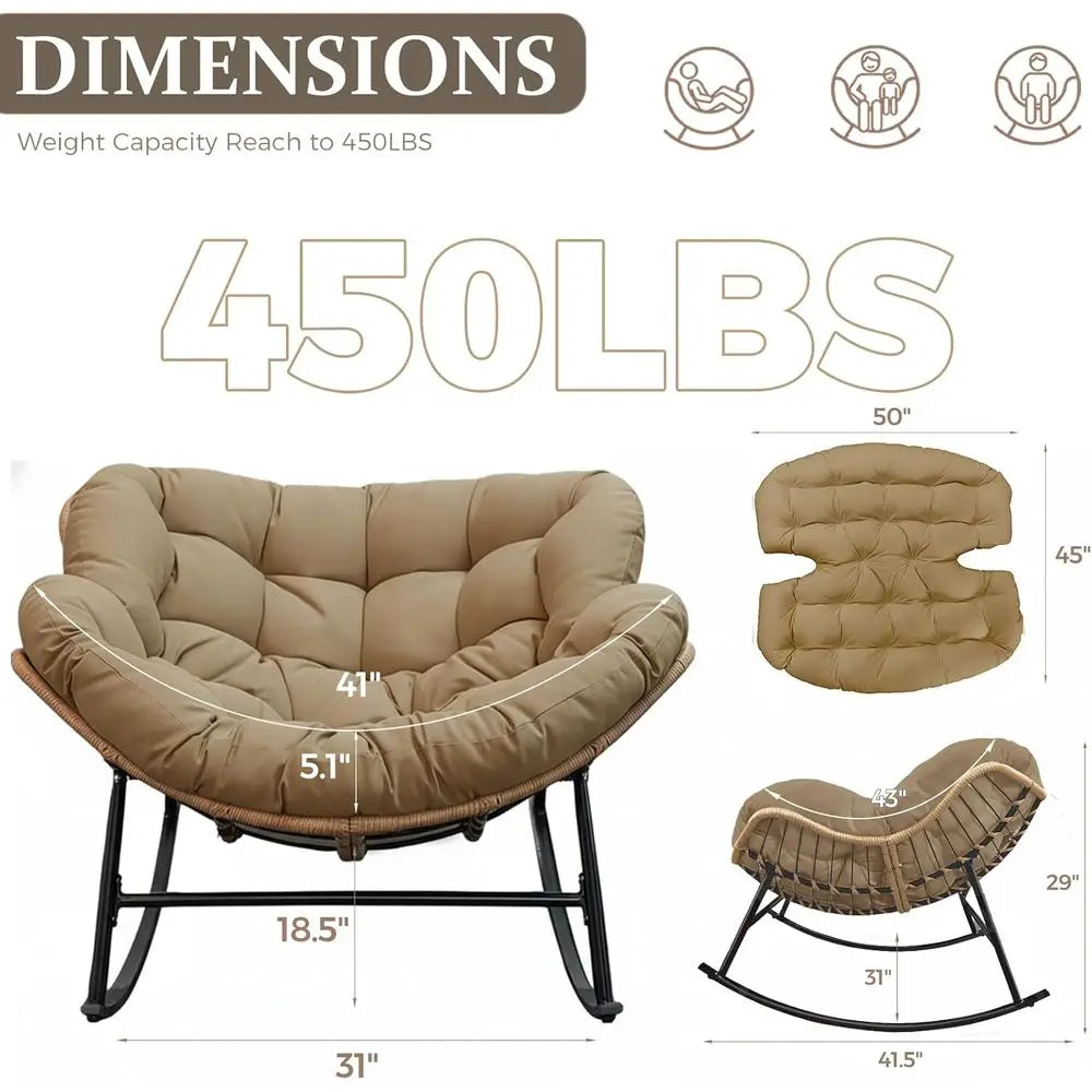 Wicker Egg Rocking Chair Set With Cushions