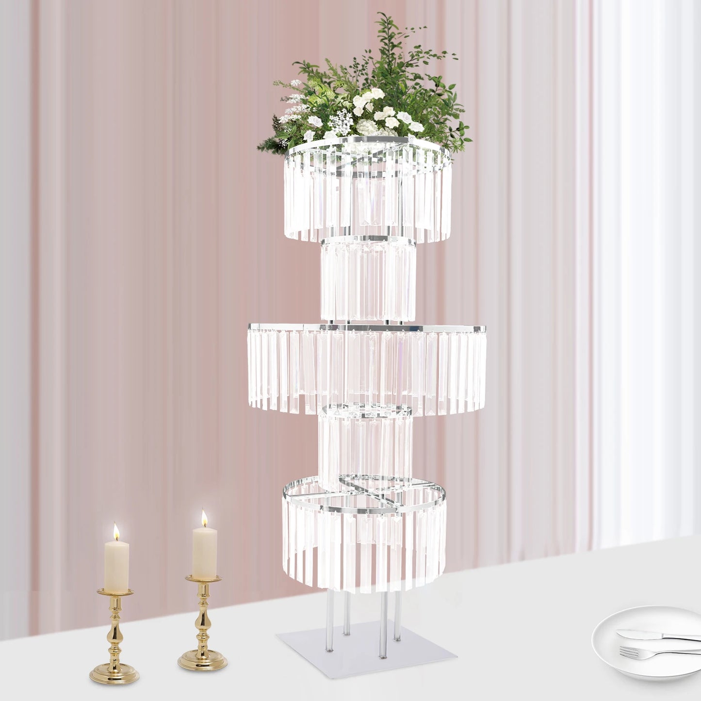 Hign-concerned Acrylic Flower Stand 5 Tier For Weddings