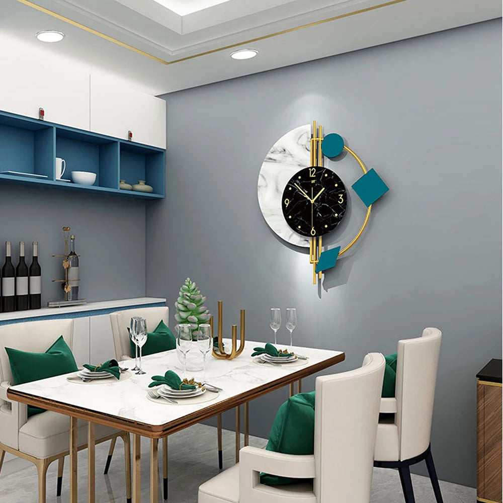 Marble Nordic Wall Clock Silent Sweep Battery Operated