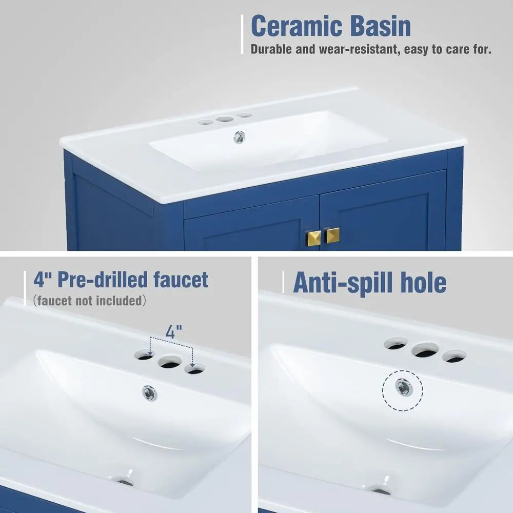 Solid Wood Bathroom Vanity With Undermount Sink Soft Close