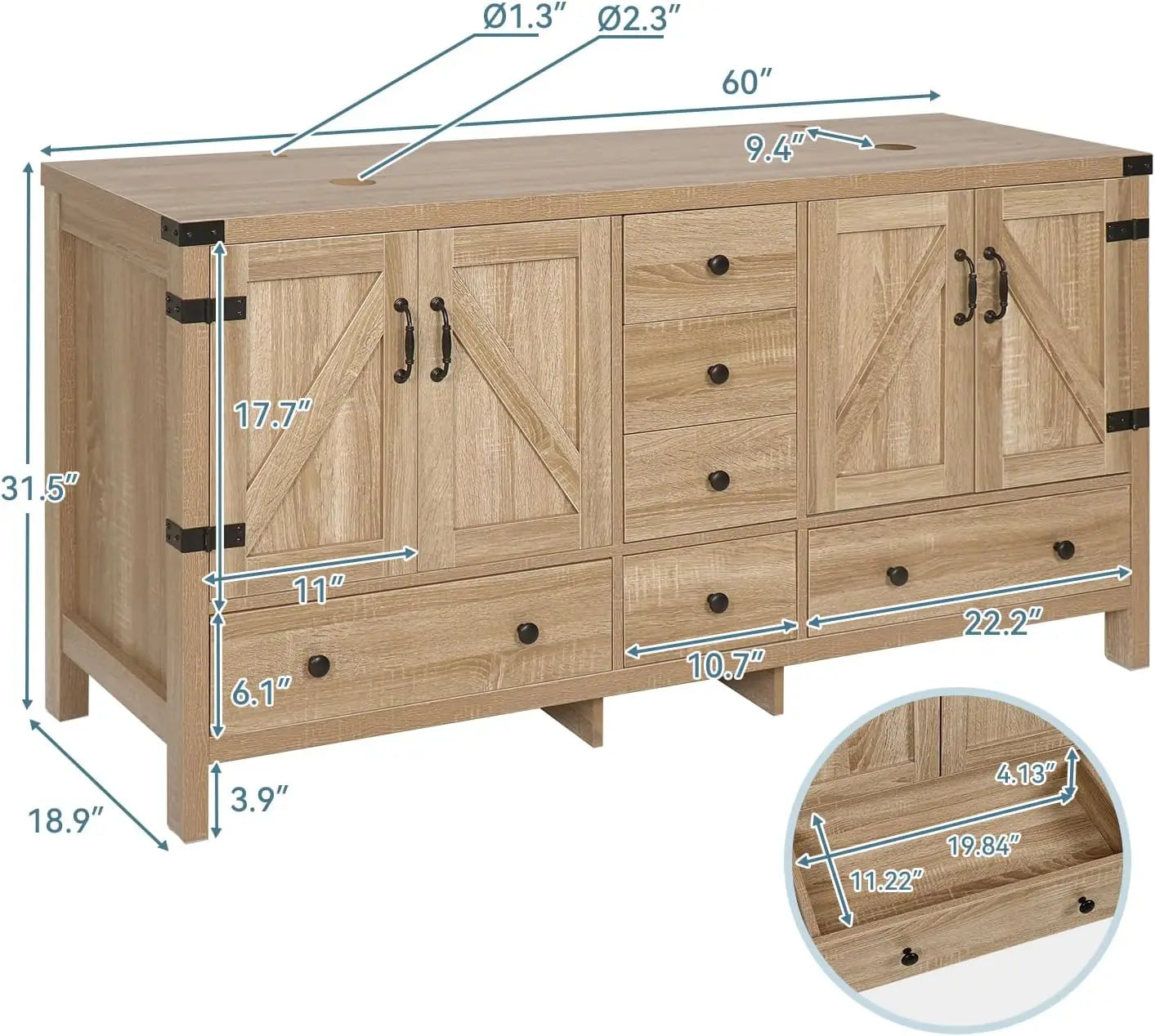 Rustic Bathroom Vanity With Two Vessel Sinks Stand
