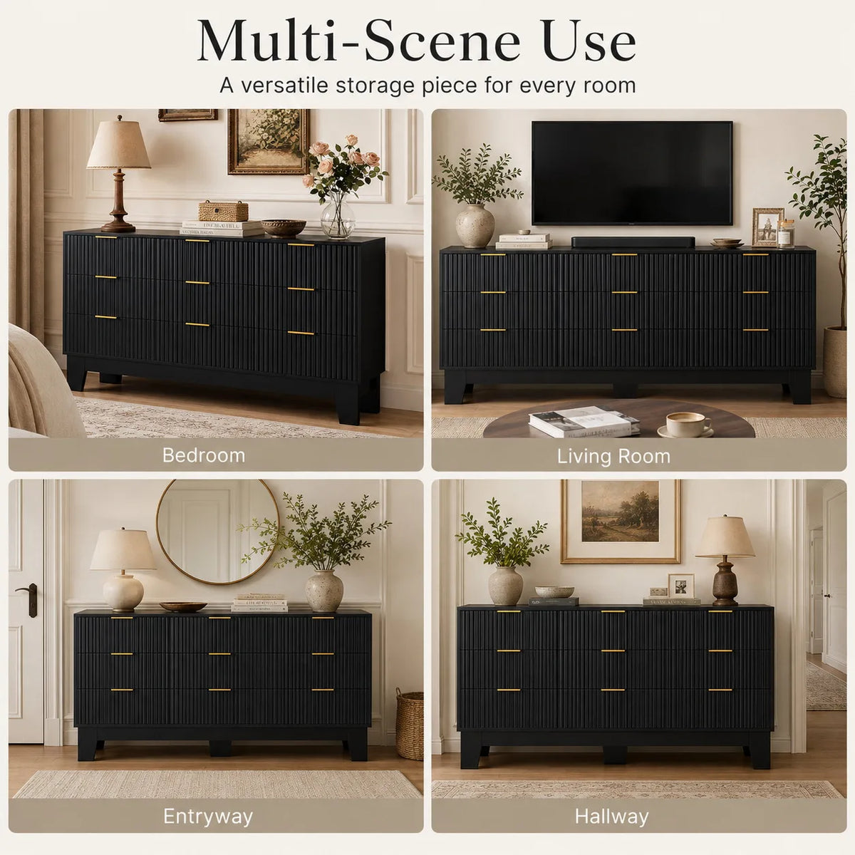 Modern Wood Nine Drawer Dresser Storage Cabinet Furniture