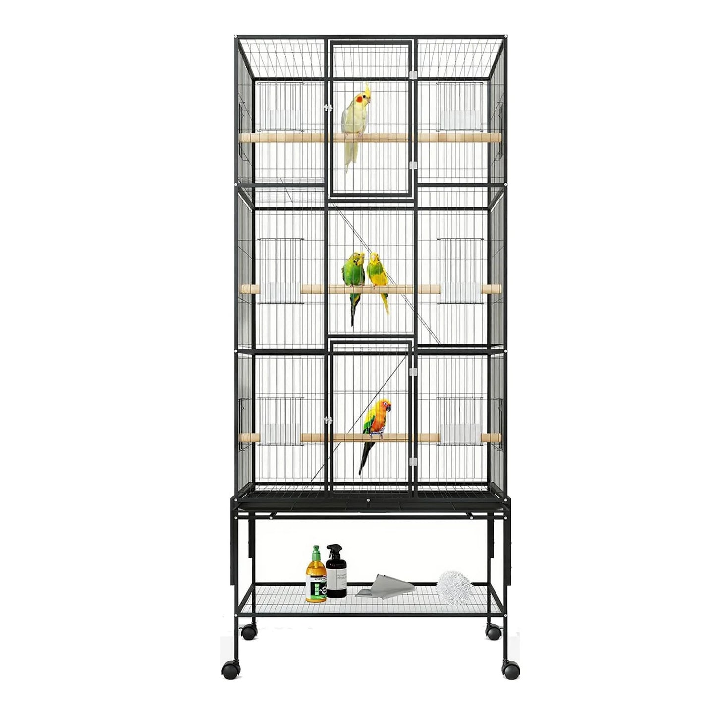 HiMISS Bird Cage Parrot Parakeet With Rolling Storage Stands