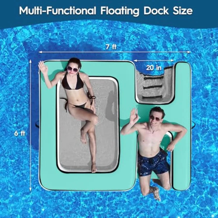 Inflatable Floating Dock Platform With Water Ramp And Ladder