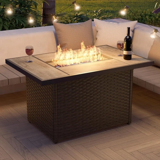 Outdoor Propane Fire Pit Table With Cover 60000 BTU