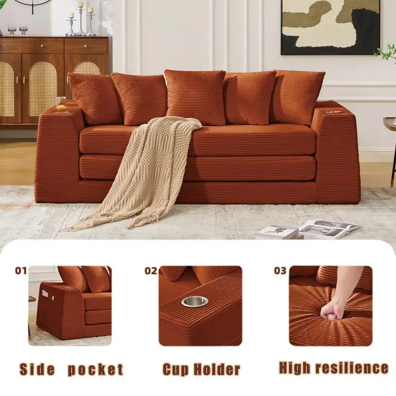 CN Sichuan Convertible Sofa Bed Loveseat 2 In 1 With Pillows