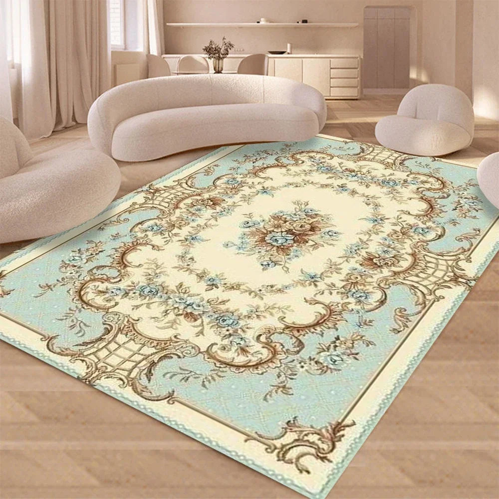 Vintage Rustic Rose Rug Shabby Floral Floor Carpet