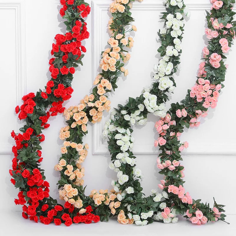 Silk Rose Vine Garland For Wedding Decoration