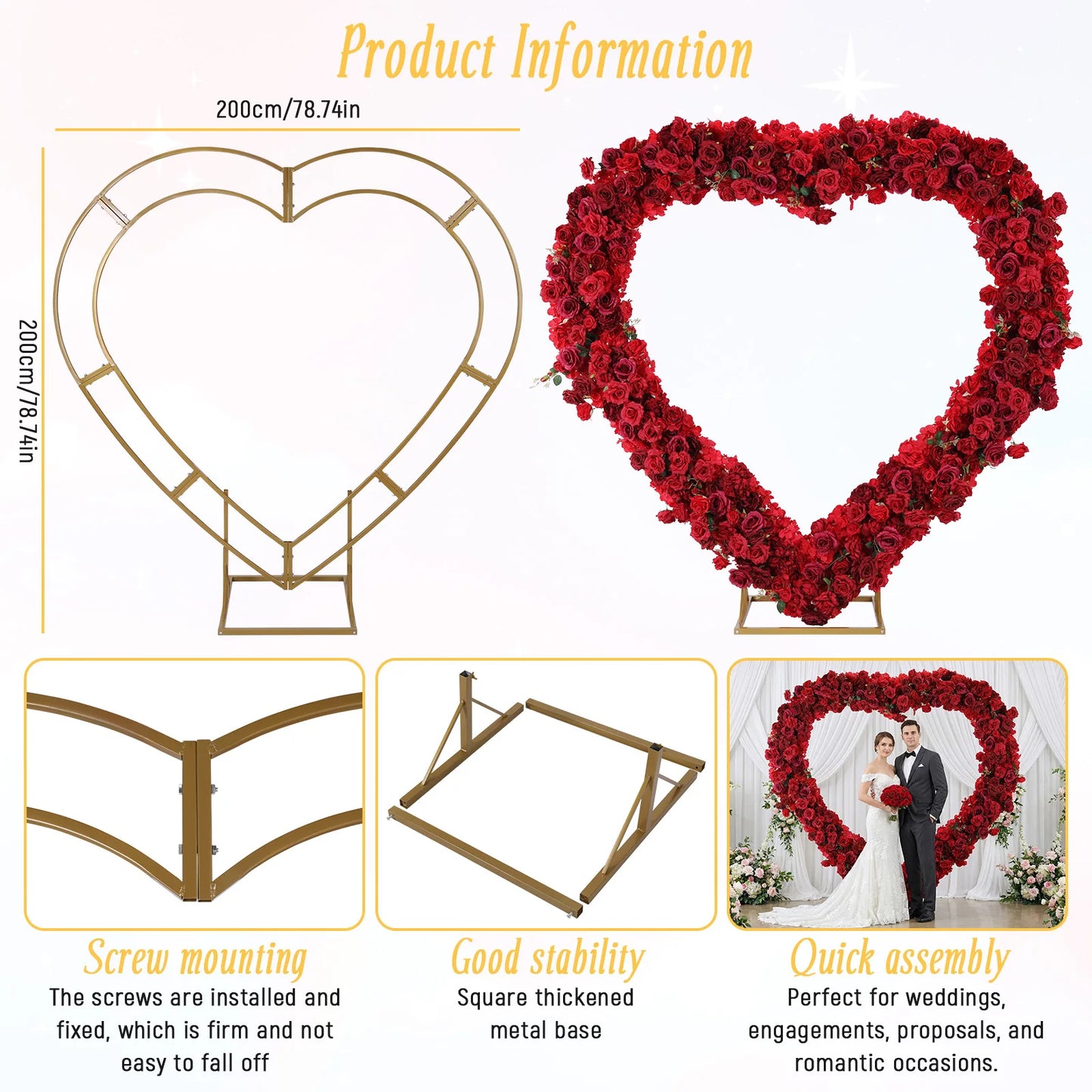 Alloet Iron Art Flowers Backdrop Stand Rose Wedding Arch