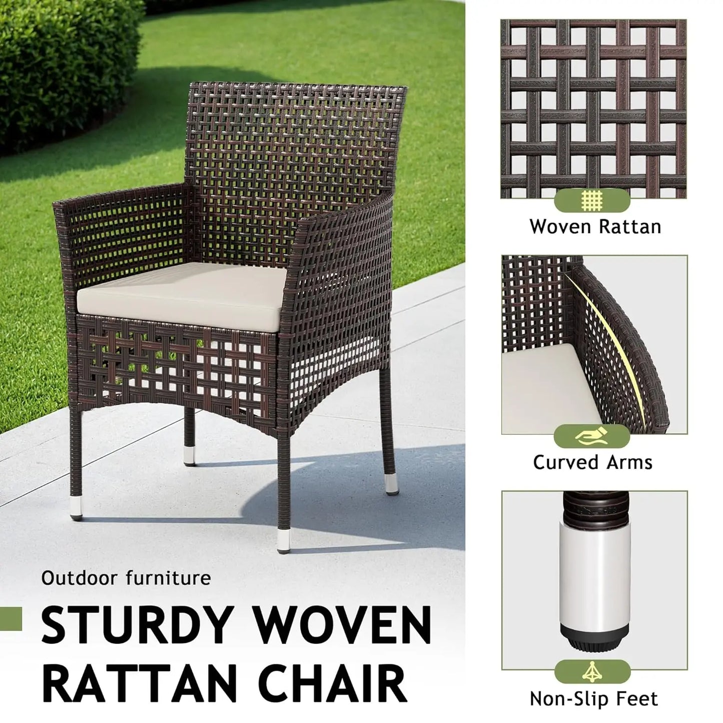 Outdoor Wicker 3 Piece Patio Set Glass Table Weatherproof