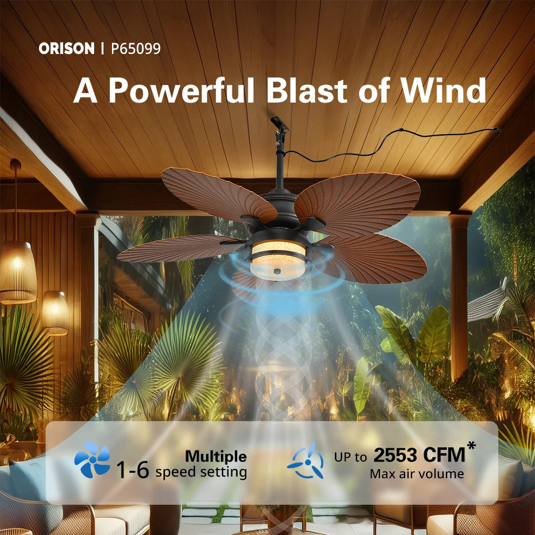 Orison Outdoor Ceiling Fan With Dimmable LED Lighting