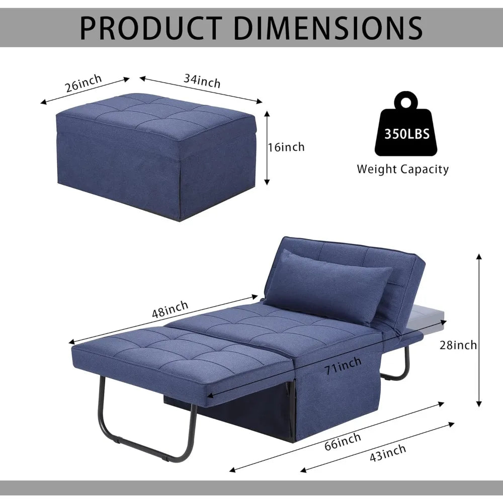 Sofa Bed 4 In 1 Folding Ottoman With Adjustable Backrest