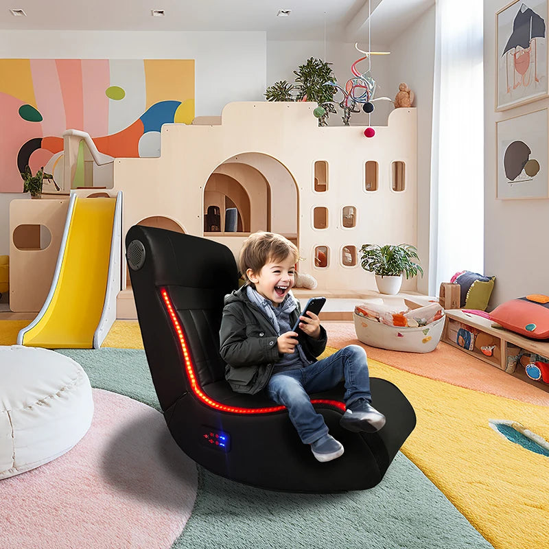 Foldable Gaming Chair With Onboard Speakers LED Strip Lighting USB Charging