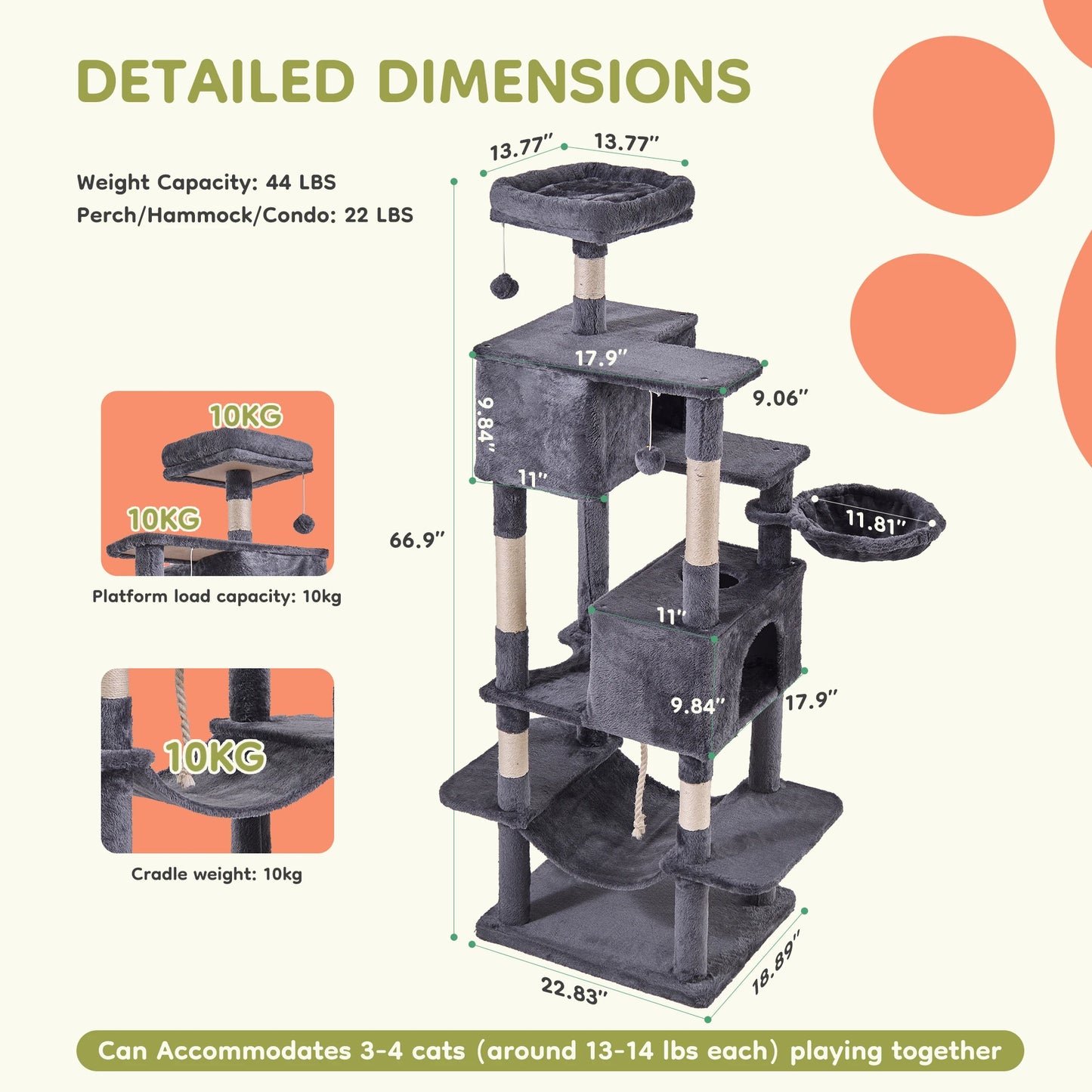 JHK Five Tier Cat Tree Tower With Condo And Sisal Posts