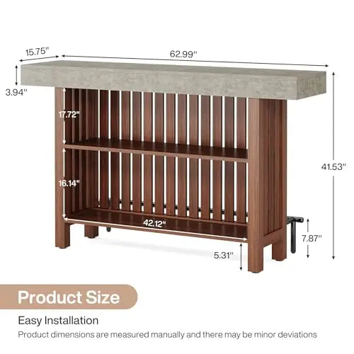 Dual Level Bar Table With Industrial ConcreteTop Wood Frame