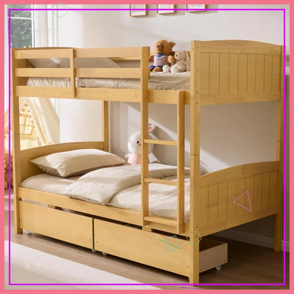 Convertible Twin Bunk Bed With Storage Drawers Metal Frame