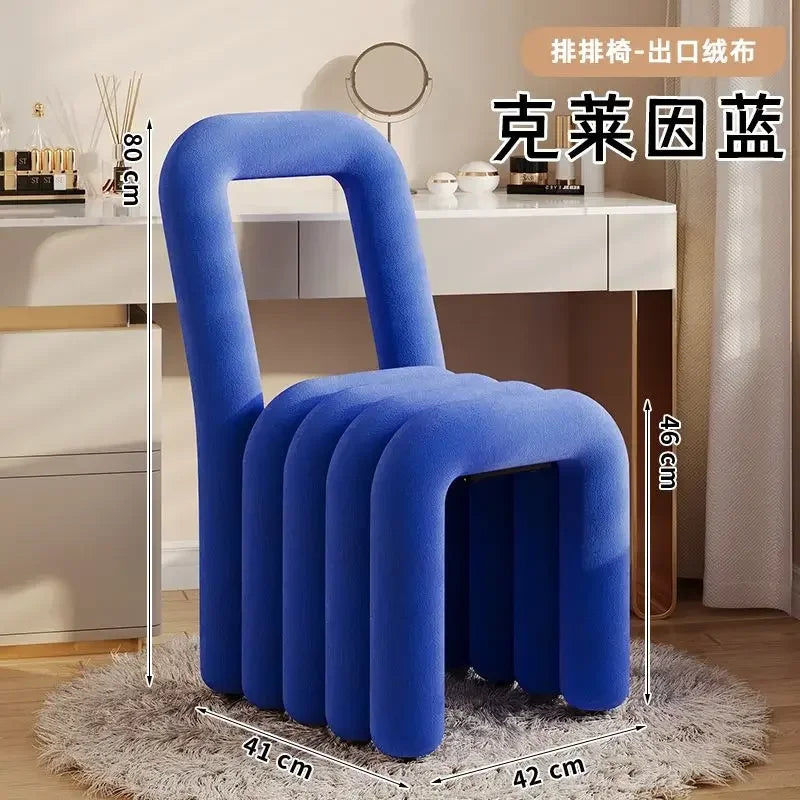 Plush Irregular Velvet Makeup Chair For Girls Bedroom