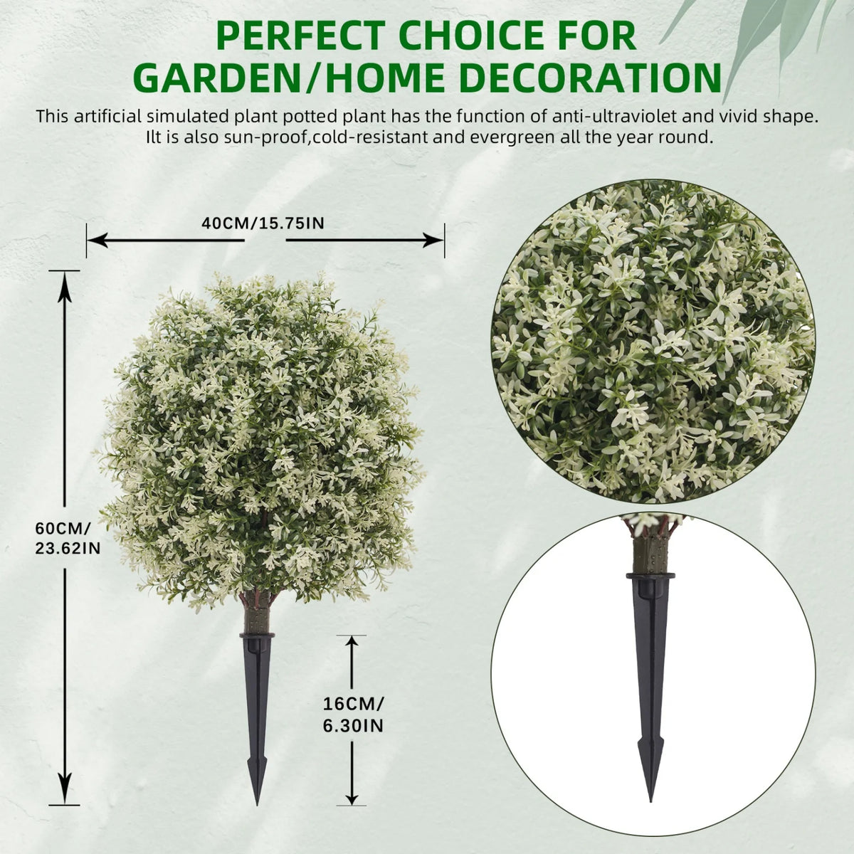 Himis 2 Pack Artificial Boxwood Topiary Ball Bush
