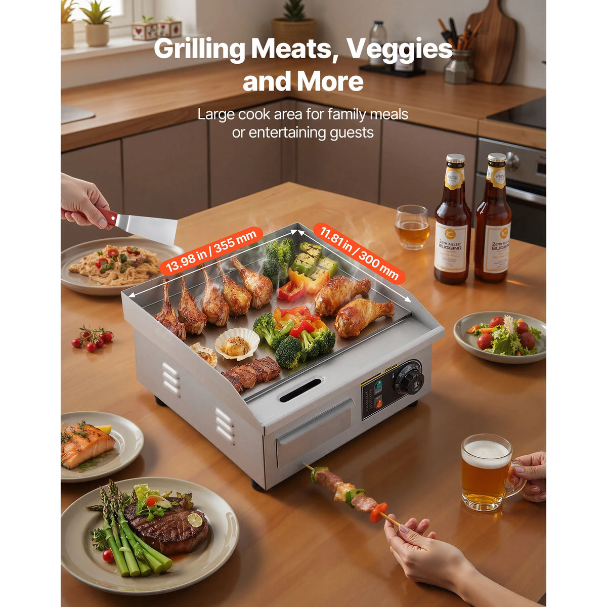 SucceBuy Commercial Electric Griddle With Adjustable Temperature Control