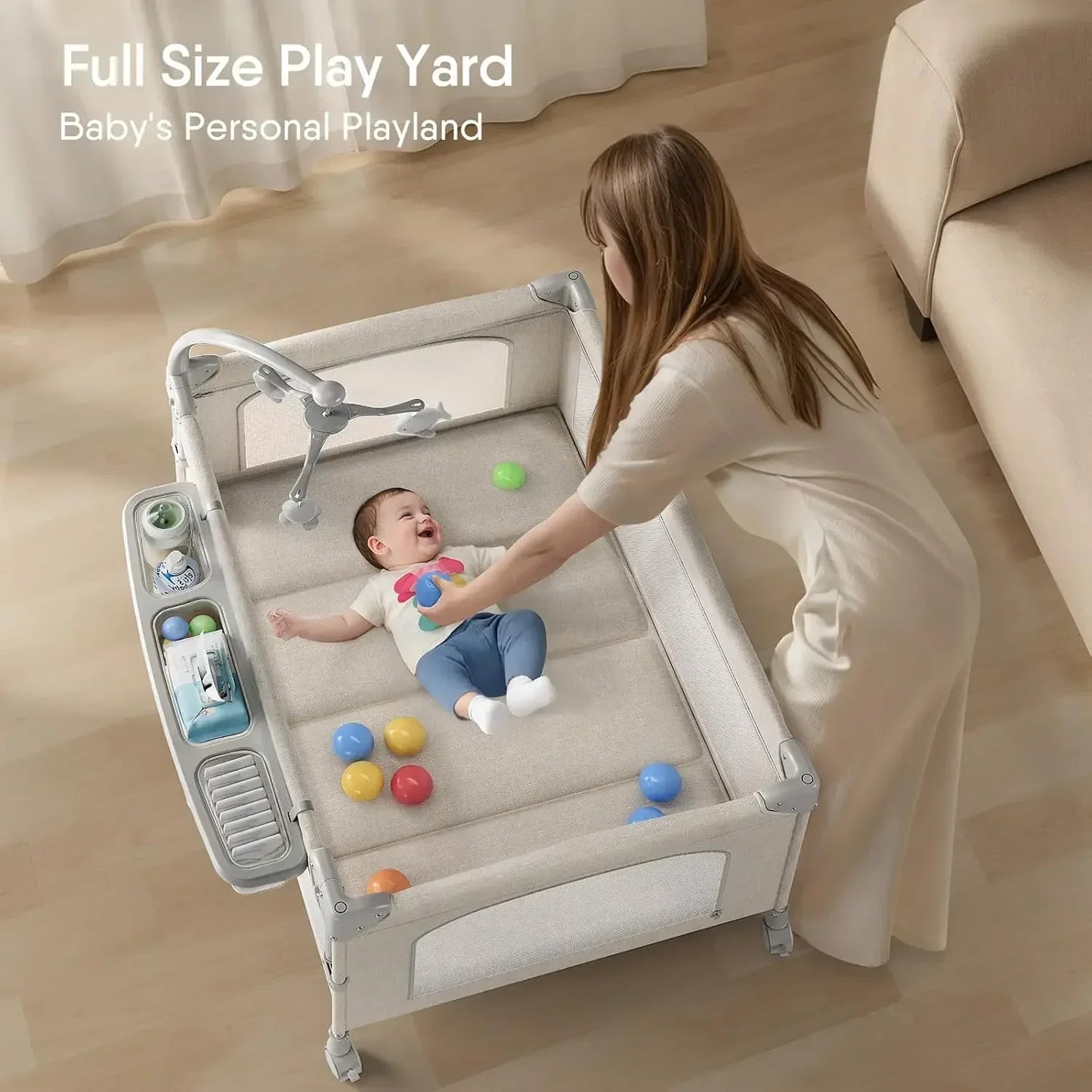 FourInOne Baby Bassinet Pack And Play Bedside Crib Portable