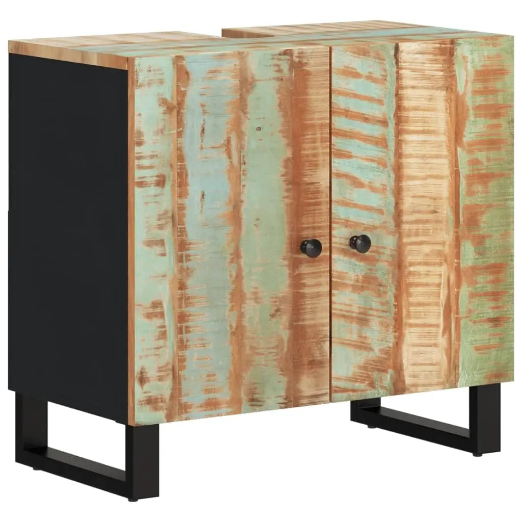 Rustic Reclaimed Wood Bathroom Furniture Vanity And Mirror Set