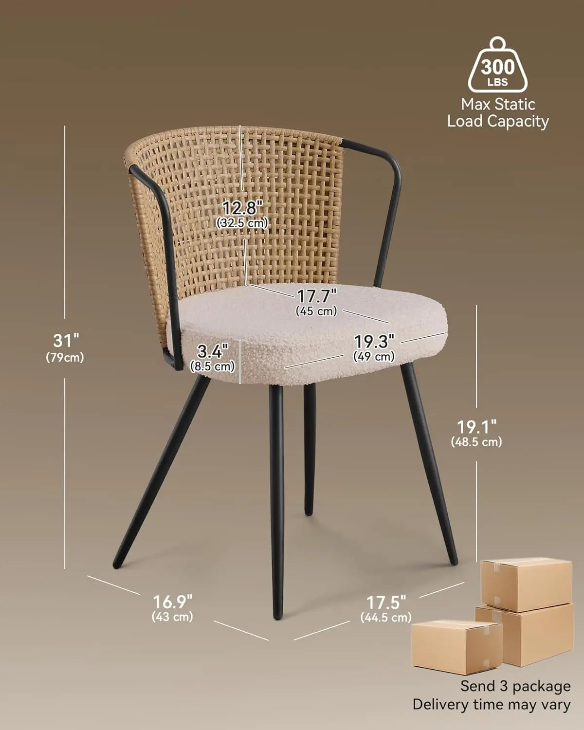Dining Chair Set Modern Farmhouse Upholstered Wingback