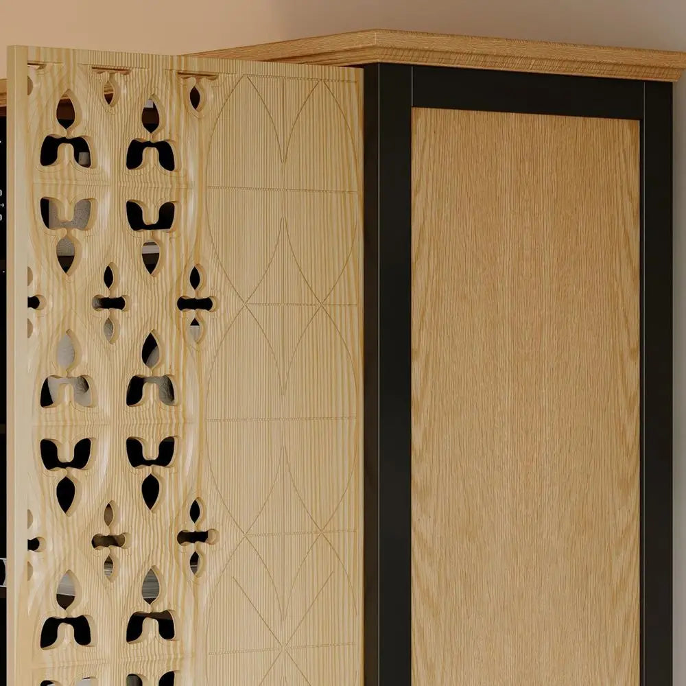 Handmade Bamboo Hollow Carved Storage Cabinet With Five Shelves