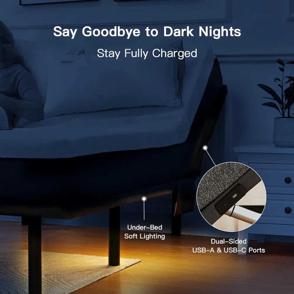 Pipishell Adjustable Bed Frame with Massage and USB Ports