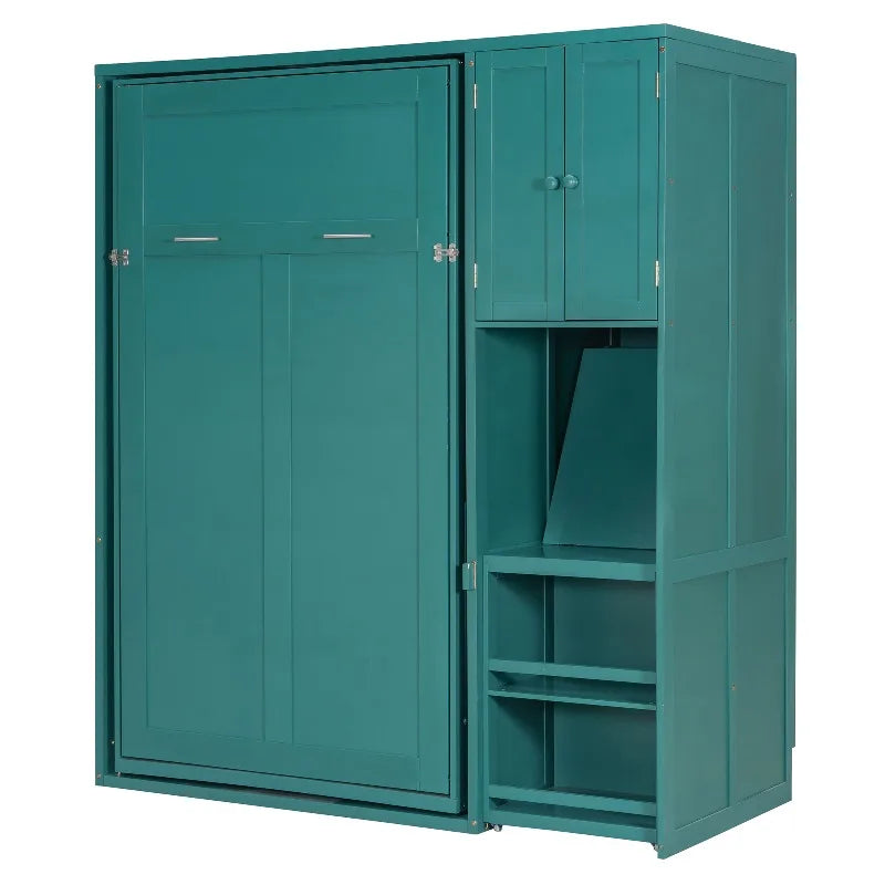 Rotating Wall Murphy Bed With Bookshelf And Extendable Desk