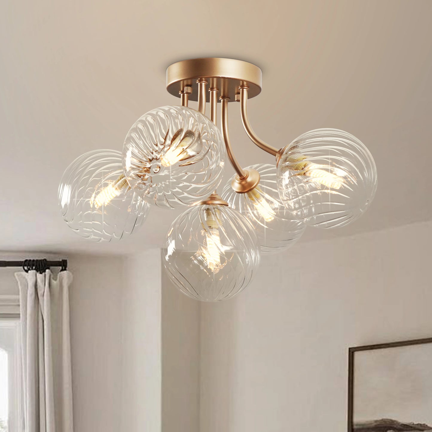 5-Light Ceiling Light Semi Flush Mount Fixture For Kitchen
