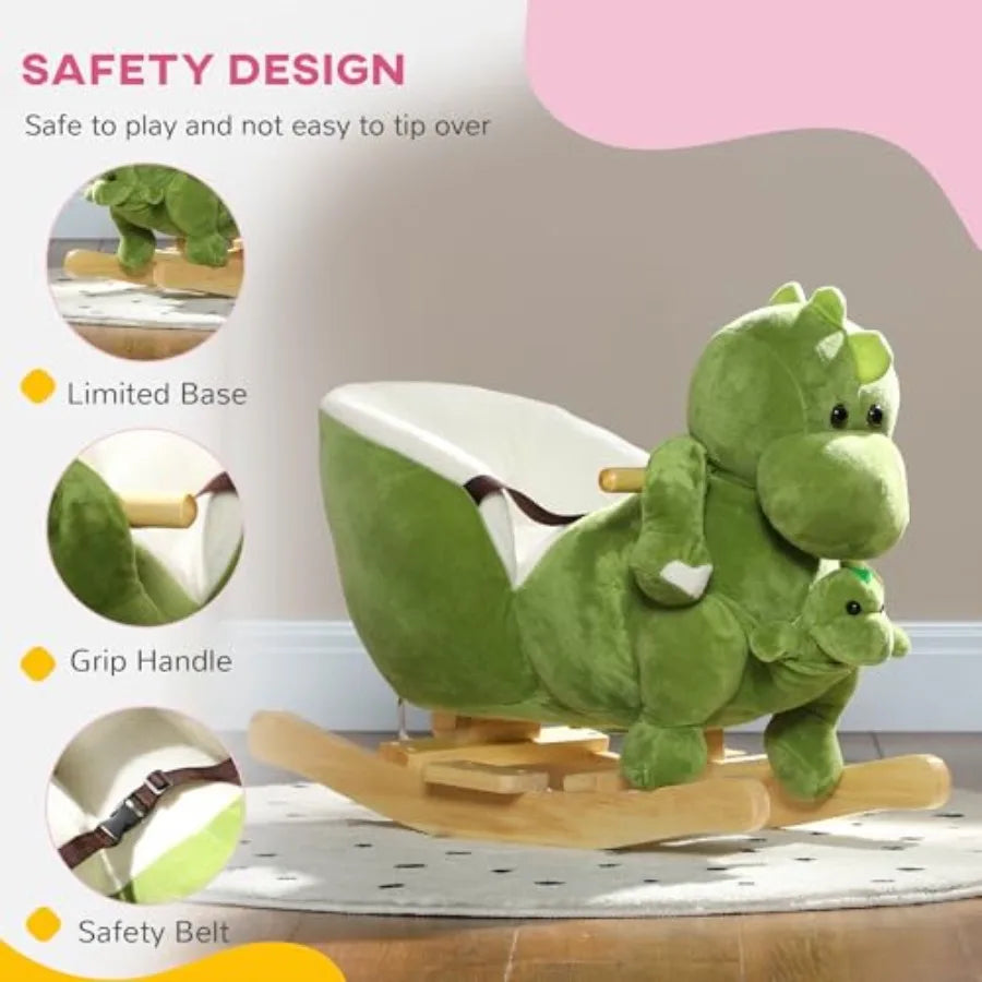 Baby Rocking Horse Dinosaur Plush Rocker With Seat Belt