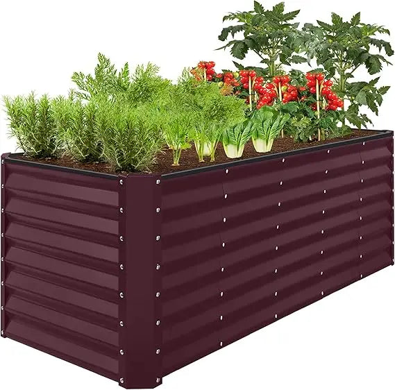 8x2x2ft Raised Metal Garden Bed Rectangular Planter Box for Herbs and Vegetables