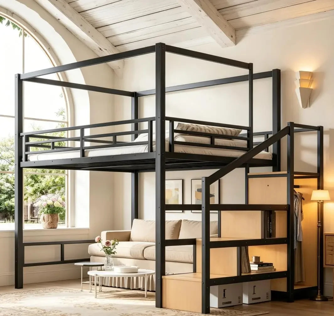 Queen Loft Bed With Storage Stairs And Wardrobe System