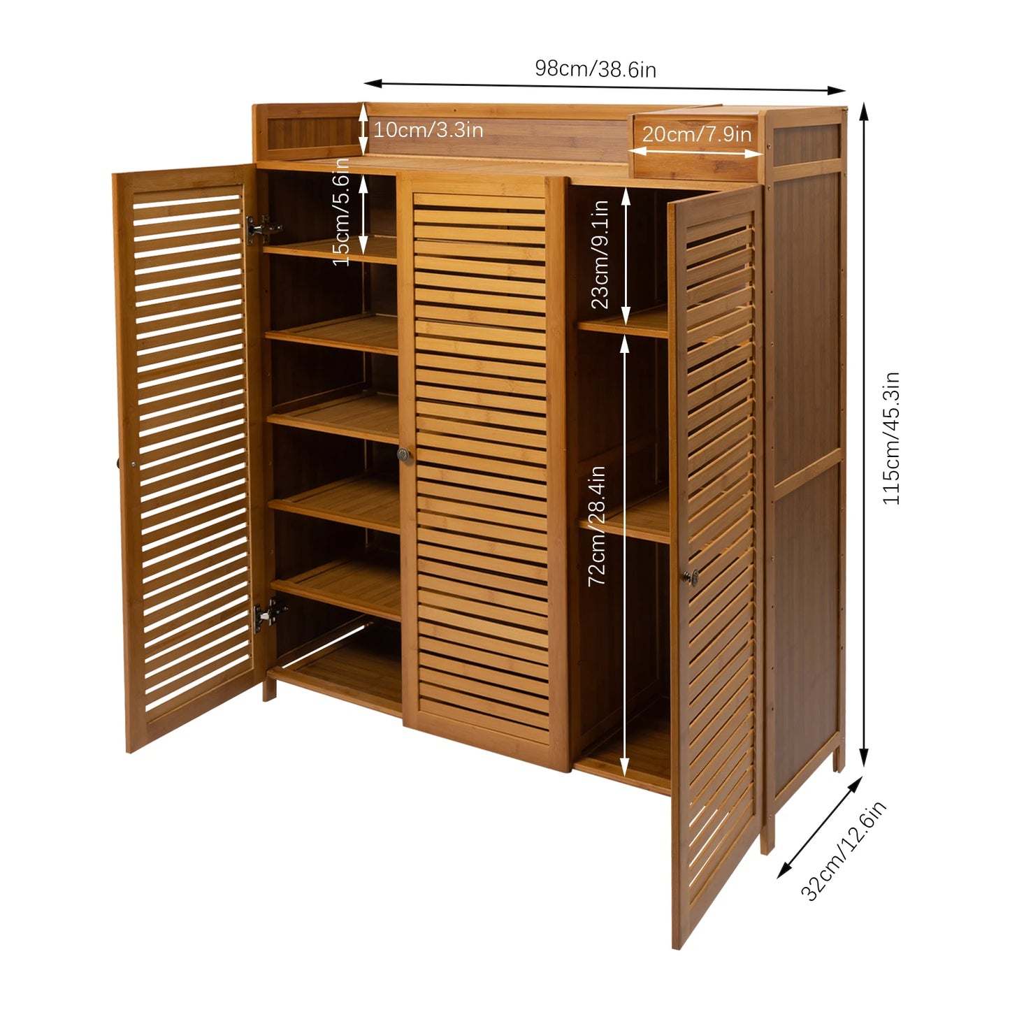 MDF Bamboo Shoe Cabinet With Doors for Hallway Storage