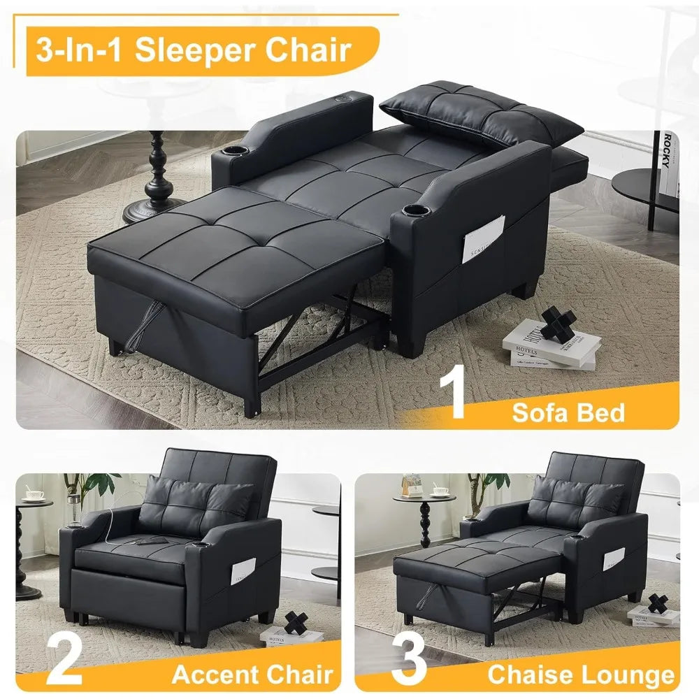 Ticify Sleeper Chair Sofa Bed With USB Type C Ports