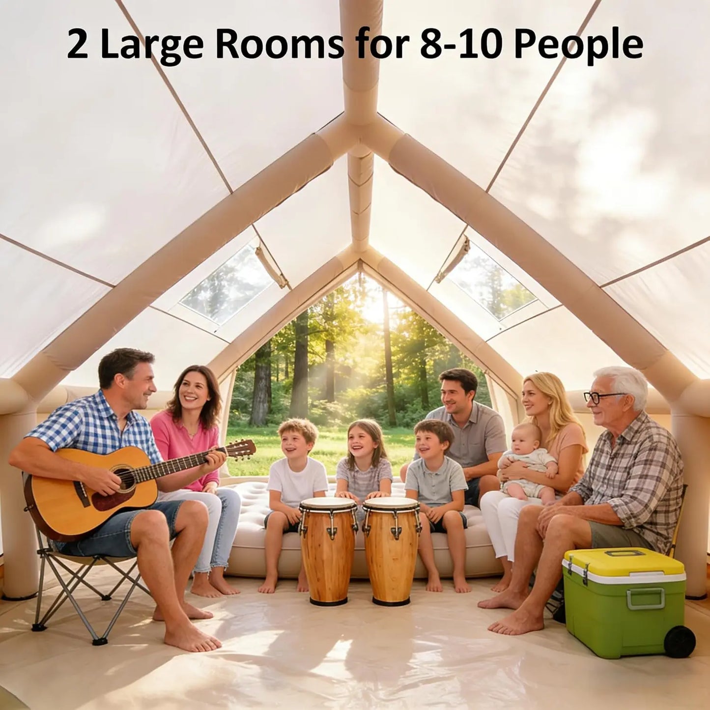 Inflatable Tent With Panoramic Skylight For Family Camping