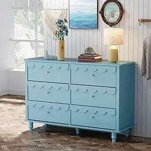 MKDK Girls Scalloped 6 Drawer Dresser Organizer Storage