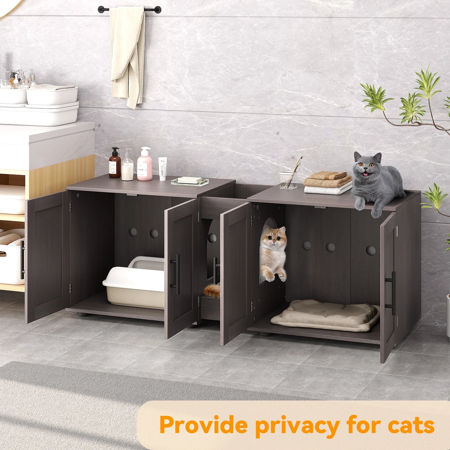 Guangdong Wooden Litter Box Enclosure for Two Cats