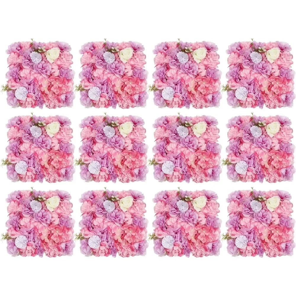 NONECN 12Pcs Flower Wall Panel 3D Backdrop Silk Hydrangea