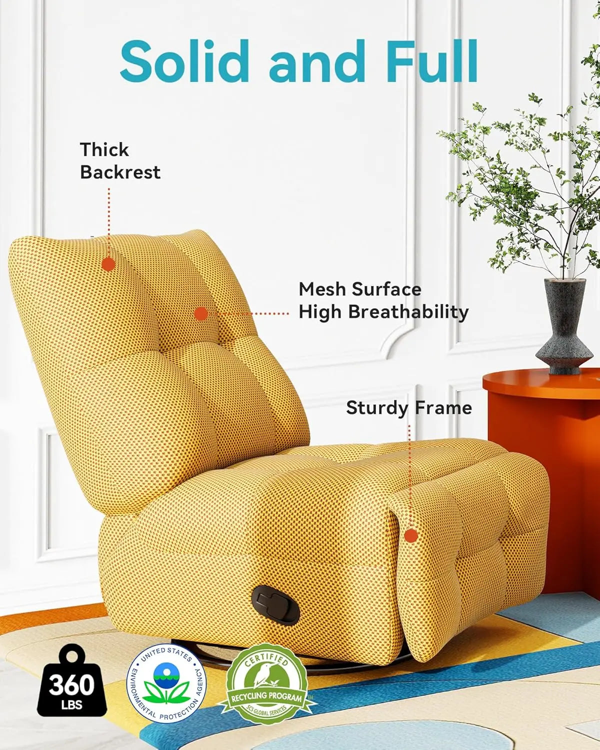 HOTEEL 360 Degree Swivel Recliner Chair For Living Room