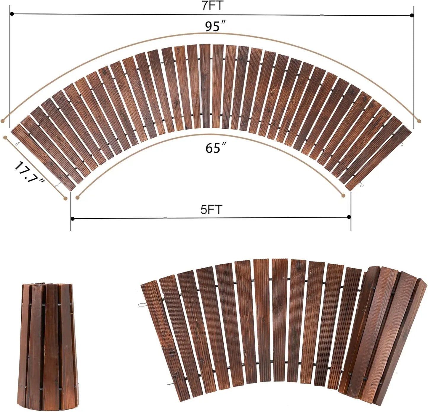 Curved Wooden Garden Pathway Cedar Roll Out for Patio